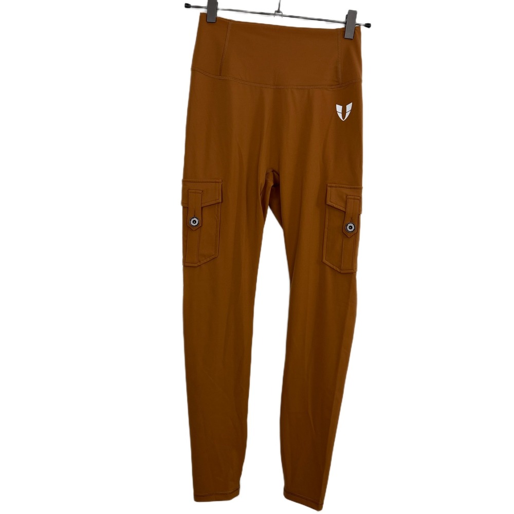 Firmabs Leggings Womens Large Brown Cargo Pocket Scrunch Butt High Waisted Yoga